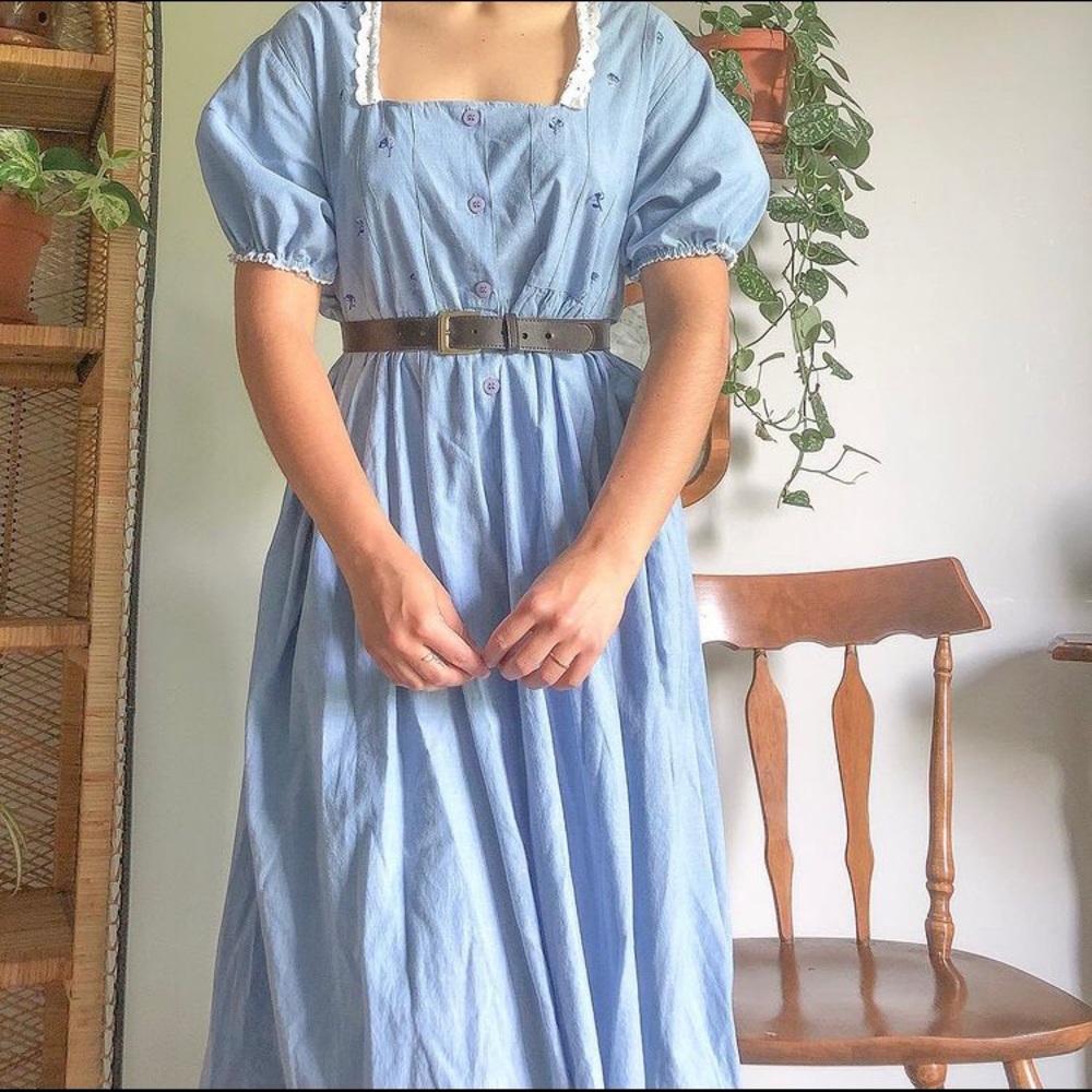 Vintage blue cottagecore prairie dress
